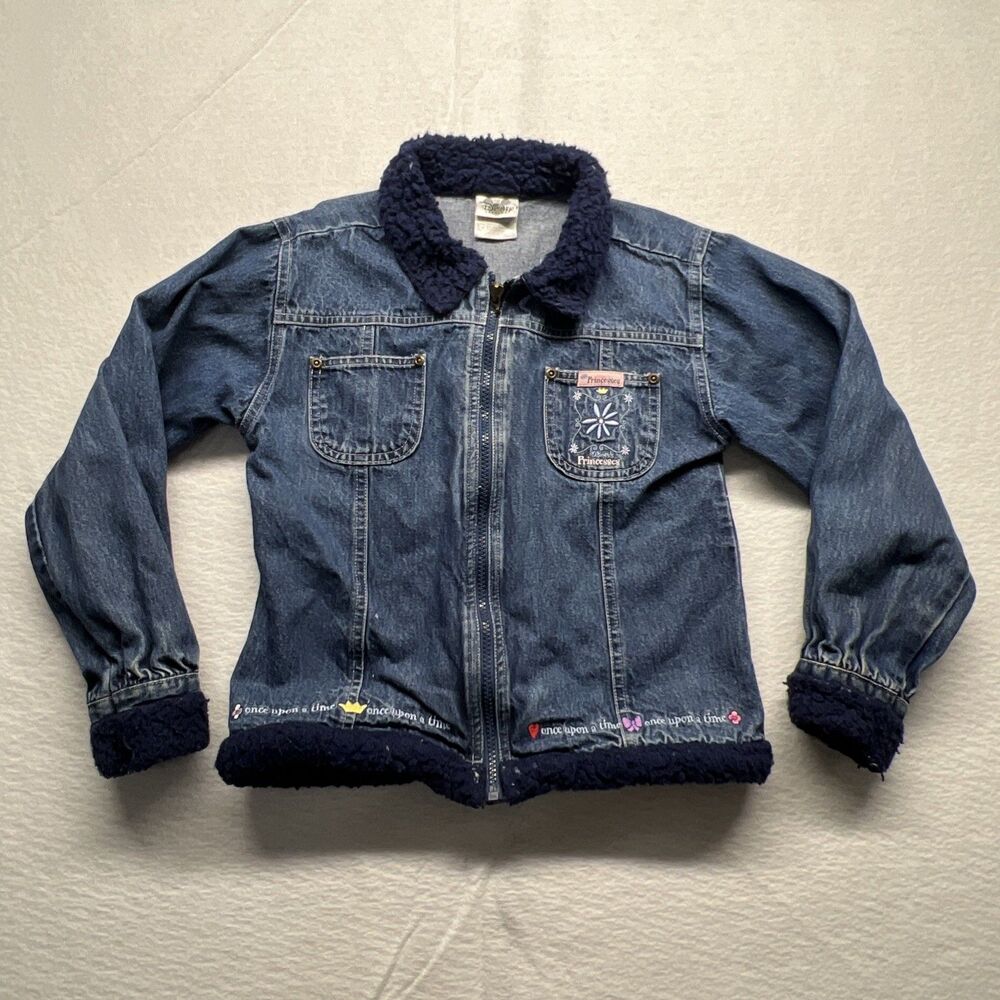 Vintage 90s Disney Catalog Princess Denim Jacket Cinderella Snow White Girls XL